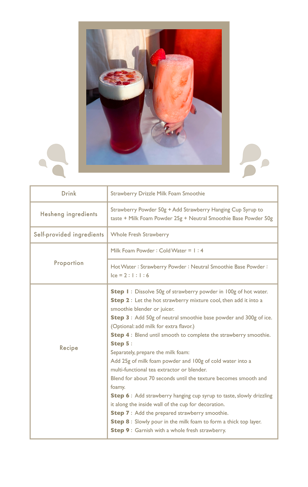 Strawberry Drizzle Milk Foam Smoothie1